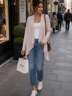 Thin Lightweight Waterfall Creased Look Cardigan in Black, Taupe, And Chocolate Brown,