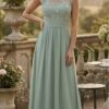 Duck Egg Lace Detail Maxi Dress