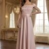 Blush Three D Flower Lace Off The Shoulder Dress