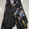 Black Or Brown Foil Floral Print Cotton Mix Gloves