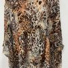 Brown Animal Print Silk Blouse