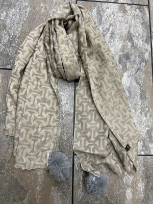 Green/Beige Or Dusky Pink/Beige Patterned Scarf