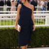 Navy Blue Asymmetric Midi Dress