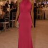 Cerise Pink Halter Neck Maxi Dress