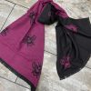 Black/Magenta Bee Print Reversible Wool Mix Scarf