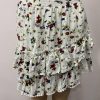 White Mini Floral Print Ruffled Short Skirt