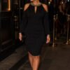 Black Cold Shoulder Sleeve Dress
