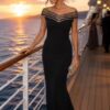 Black Embellished Neck line Maxi Dress
