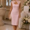 Pink Lace Midi Bodycon Dress