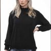 Black Lurex Sparkle High Neck Top