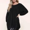 Black Lurex Sparkle Tunic High Low Top