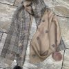 Brown Heart Print Pom Pom Scarf