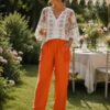 Pleated Pocket Detail Linen Trousers Various Colours