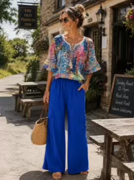 Royal Blue Or Pale Pink Cargo Trousers