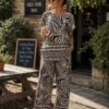 Brown Wave Print Trousers