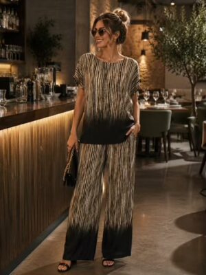 Brown Striped Ombre Trousers