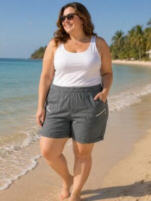 Black Cherry Berry Above The Knee Cotton Mix Shorts