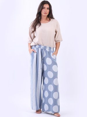 Spots N Stripes Linen Trousers Various Colours