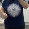 Navy Heart Diamante Embellished Cotton Mix Top