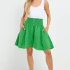 Plain Green Or Citrus Cotton And Linen Mix Skorts