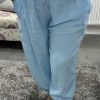 Light Blue, White Or Royal Blue Loose Linen Mix Trousers