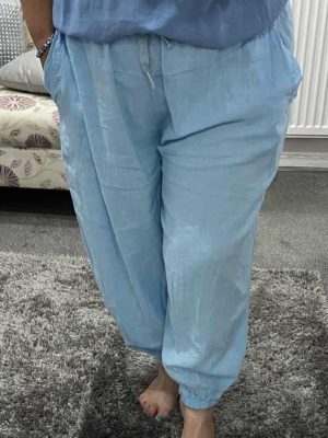 Light Blue, White Or Royal Blue Loose Linen Mix Trousers