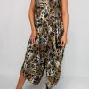 Brown Animal Print Wide Leg Jump Suit