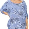 Blue Floral Cotton/Linen Mix Top