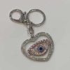 Silver/Pink Diamante Eye In A Heart Key Ring
