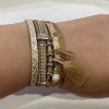 Brown Tassel Strand Bracelet With Magnetic Fastener