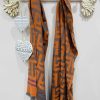 Orange/Grey Or Mustard/Grey Cashmere Mix Greek Key Patterned Scarf