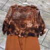 Rust Animal Print Silk Blouse