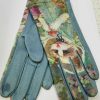 Cat In A Hat Print Floral Gloves