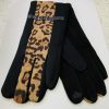 Black Or Brown Animal Print Gloves With Buckle Detail