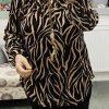 Brown Or Black Animal Print Tassel Front Velour Top