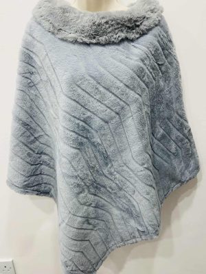 Faux Fur Ribbed Poncho Various Colours