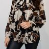 Black/Beige Floral Print Blouse