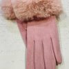 Pink Or Dark Grey Large Faux Fur Cuff Detail Gloves