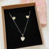 Sterling Silver Diamante Heart Earrings And Necklace Set
