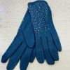 Teal Or Pink Diamante Embellished Wool Mix Gloves