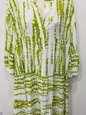 Emerald Green Or Lime Tunic Striped Dress - Lime Green