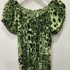 Green Animal Print Elasticated Hem, Neck, and Short Sleeve Top
