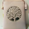 Pink Tree Detail Phone/Mini Crossbody Bag