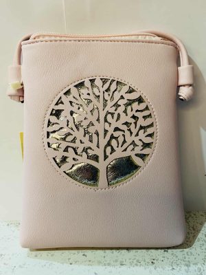 Pink Tree Detail Phone/Mini Crossbody Bag