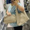 BEIGE OR BLACK SLOUCH SHOULDER BAG SOFT PATTERNED VEGAN LEATHER PURSE INSIDE - TWO IN ONE BAG