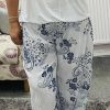 White, Or Blue Floral Print Elasticated Hareem Trousers