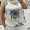 Pink Or Beige Navy Circle Print Vest Top