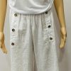 White Or Beige Linen/Cotton Mix Over The Knee Short Leg Trousers