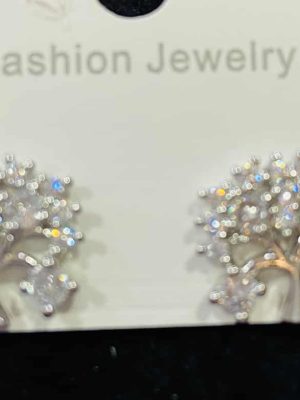 Silver Diamante Tree Earrings