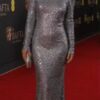 Silver Sequin Netted Long Sleeve Evening Gown
